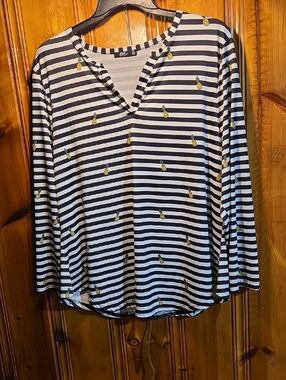 Lily by Firmiana Black & White Striped Top